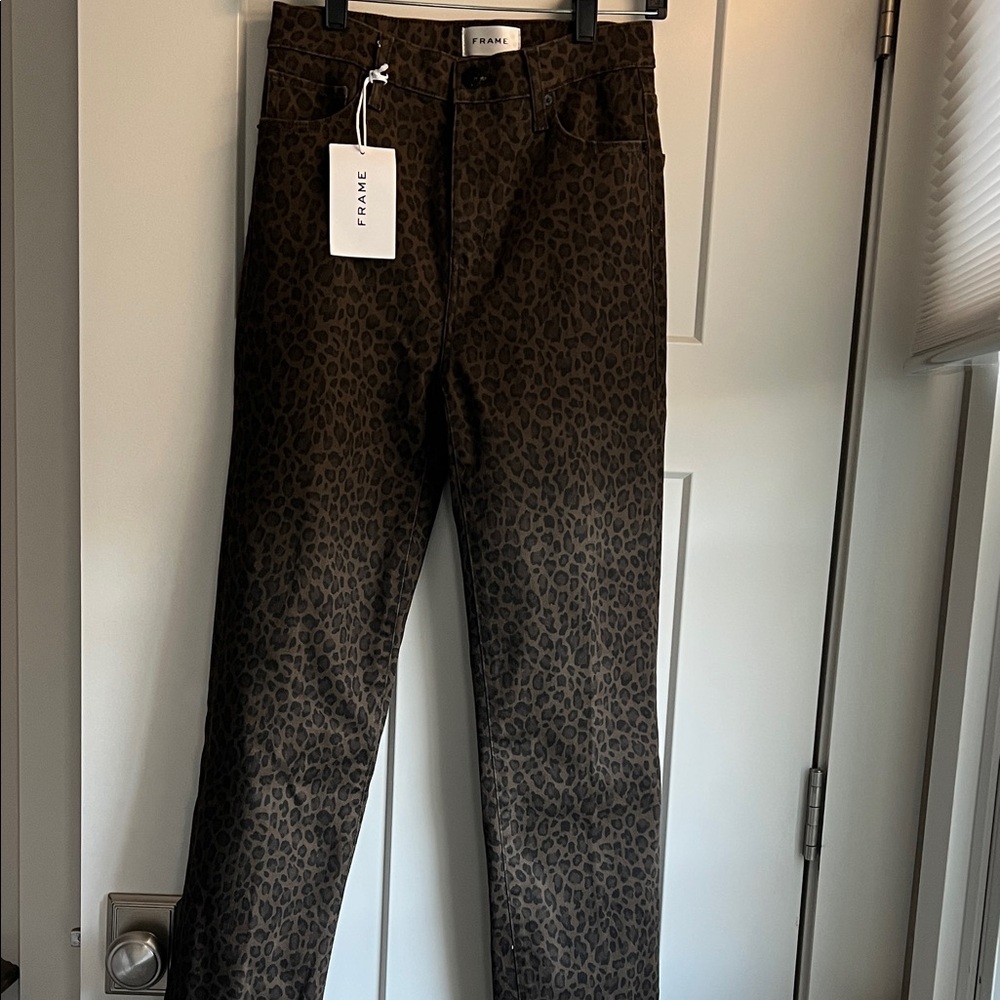 Frame Denim Women's Leopard Print Straight Leg Jeans
